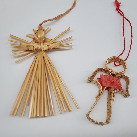 Vintage Christmas Ornaments Handmade Angel Ornaments Lot Straw Haiti - Picture 3 of 8